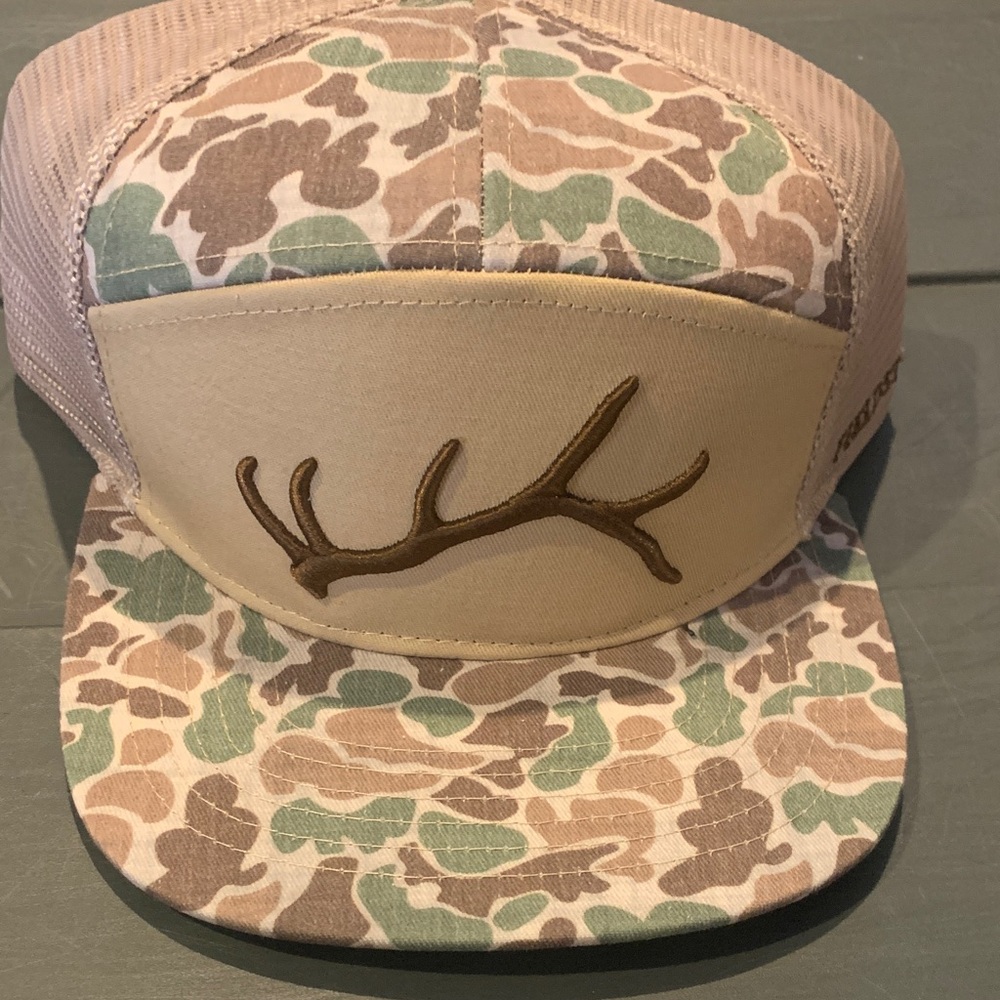 Camo Trucker Hat with Antler Design Fieldstone